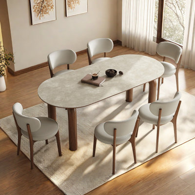 Table et chaises ovales simples et luxueuses