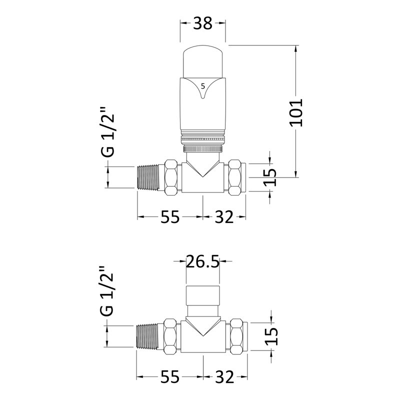 Luxury Straight Vertical Radiator Valve