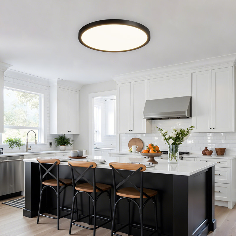 6pk 12 Inch Round Led Flush Mount Ceiling Light, 5 Cct Dimmable 24w Close To Ceiling Light Fixture Fixture For Living Room Bedroom Kitchen (set Of 6)