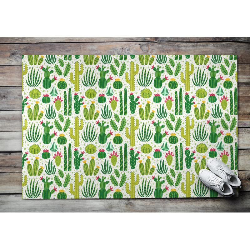 Non-Slip Floral Outdoor Doormat, W100 x L150 cm