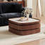 Table basse carrée en noyer fritté + bois manufacturé