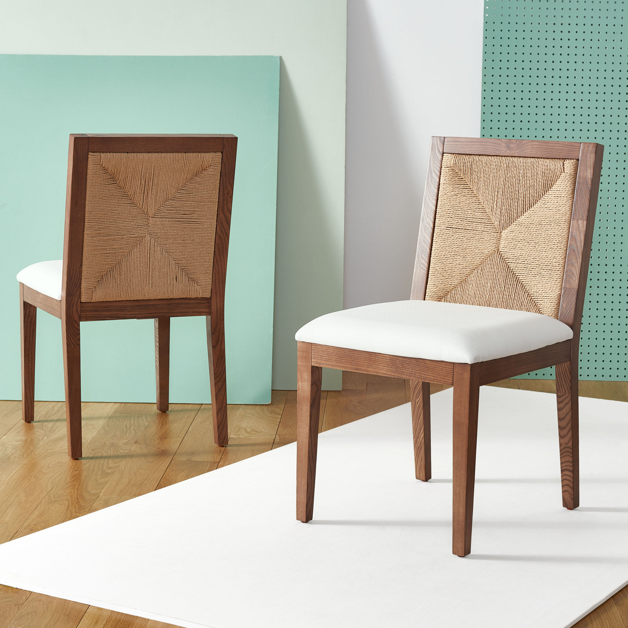Hudgins Woven Back Side Chair, Walnut