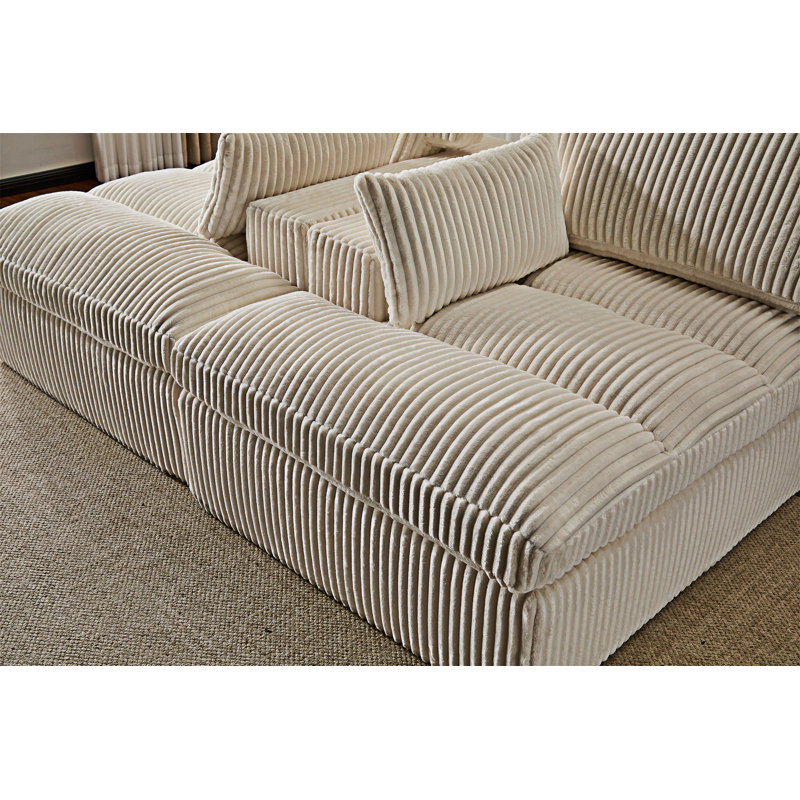 Fauteuil de salon rembourré, canapé-lit, Velours côtelé blanc