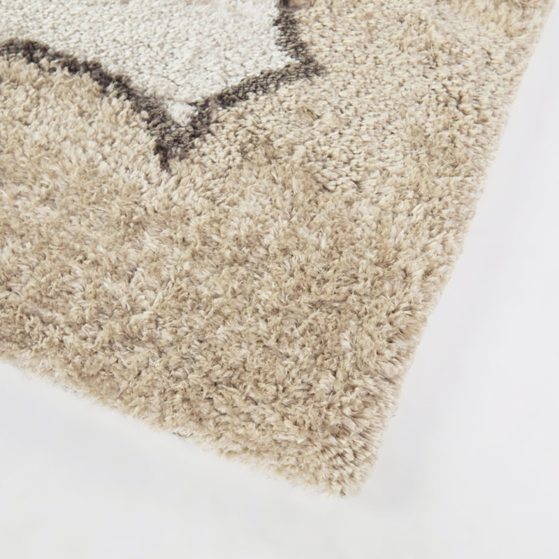 Sherise Taupe Modern Border Area Rug, Rectangle 5'3" x 7'