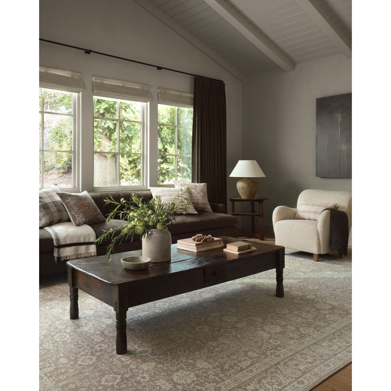 Amber Lewis x Loloi Zuma Sand Stone Oriental Rug, Rectangle 5'3" x 7'9"