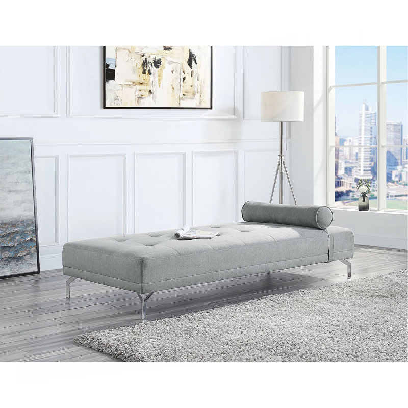 Canapé-lit en velours avec coussin Melange, gris