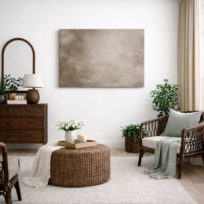Neutral Beige Minimalist Abstract Artwork, Bedroom Pictures, Framed Canvas Giclee Print Wall Art
