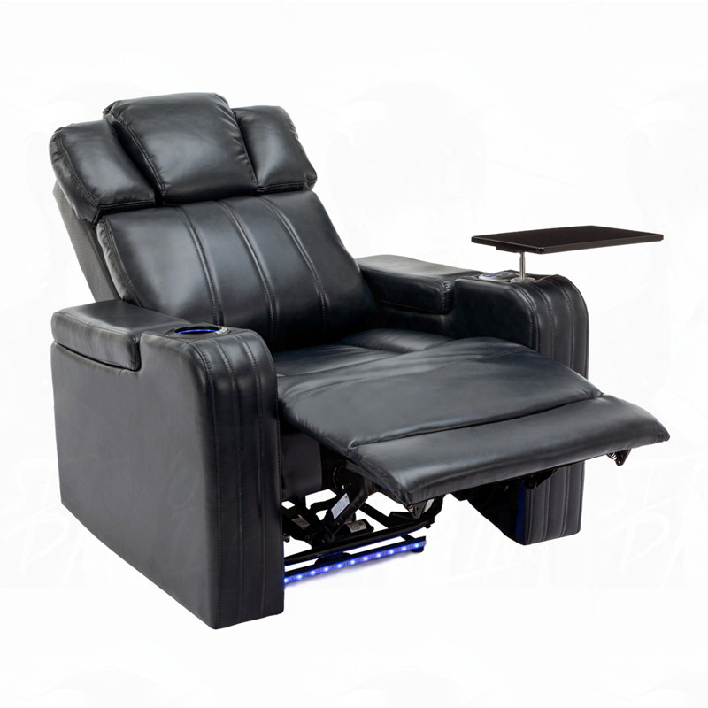 Fauteuil inclinable de cinéma maison avec porte-gobelet rafraîchissant, Noir