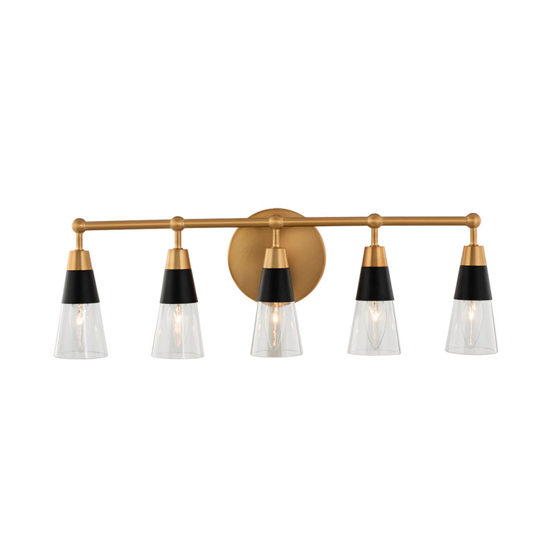 Ponti 5 LT Matte Black w/ New Brass Vanity Light Kalco