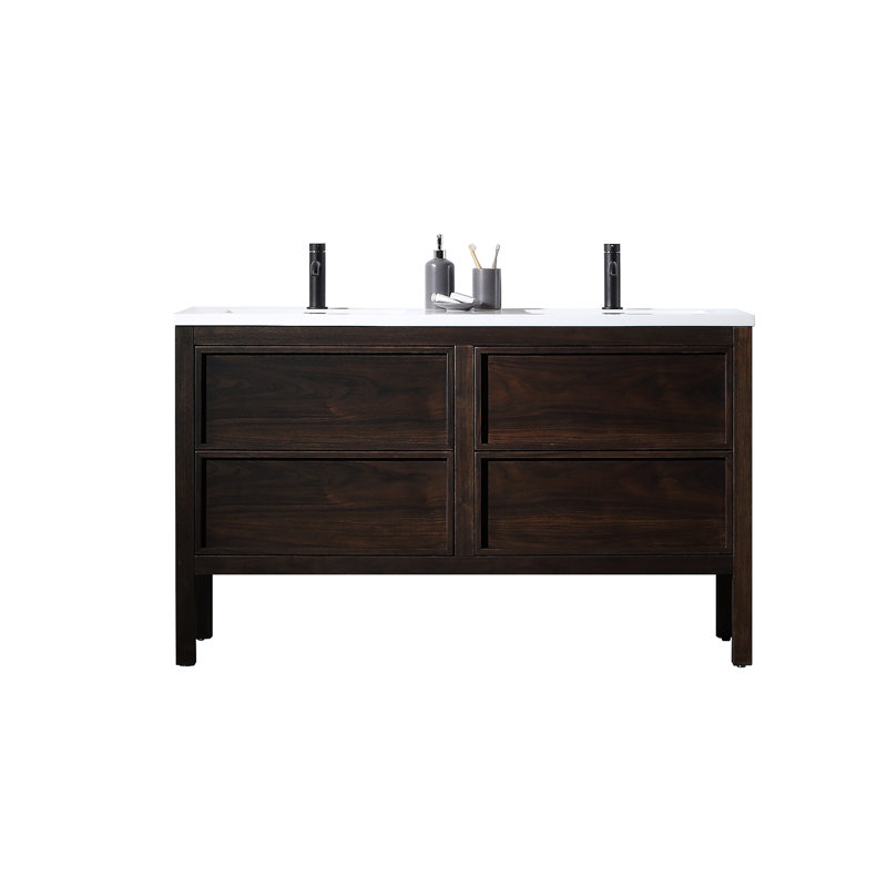 Ensemble de meuble-lavabo double 55 po Gonzalo, Noyer foncé