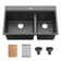 33'' L Drop-In Double Bowl Quartz Composite Kitchen Sink