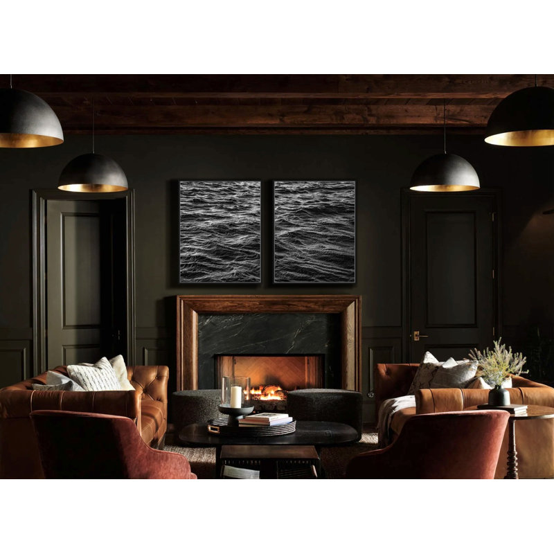 Mesmerizing Waves Pair, 29" H x 35" W, Black