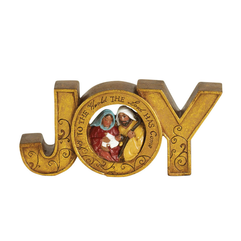 Figurine joie d'or avec la Sainte Famille 6,5 po