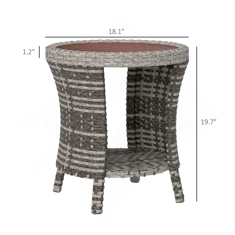 Table d'appoint, table basse d'extérieur en osier, Gris