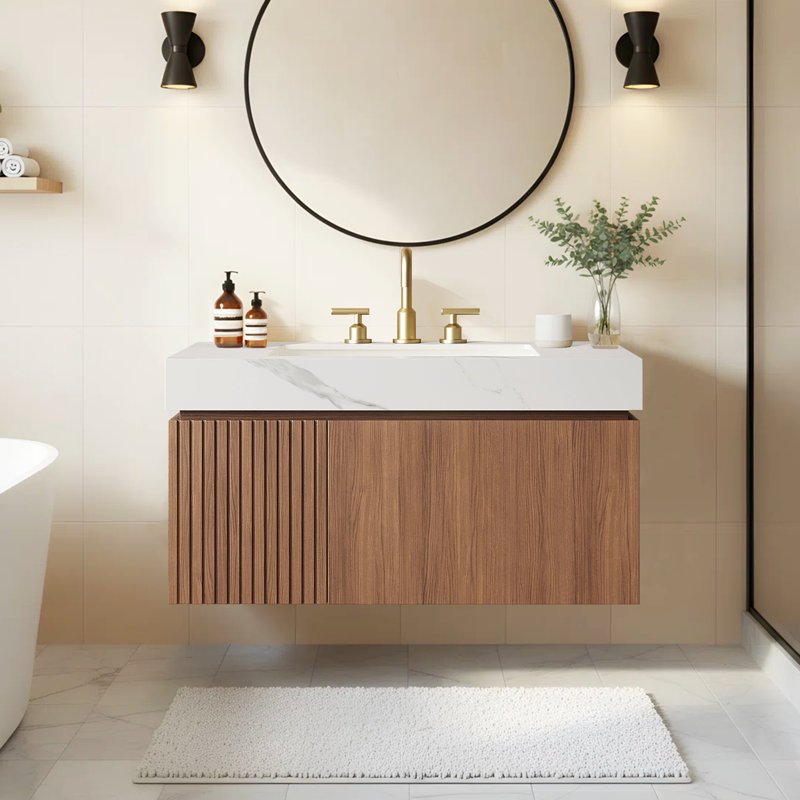 Meuble-lavabo de luxe en noyer de 36 po Luxury