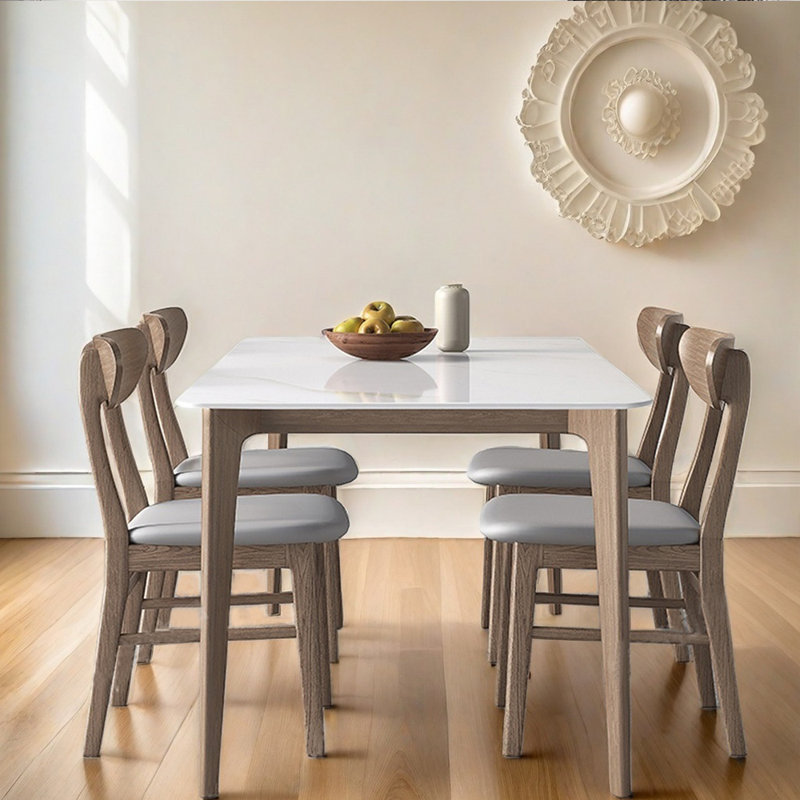 Table de salle à manger et chaise rustique en frêne blanc, H 29,52 po x L 55,11 po x l 31,49 po