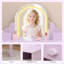 2-in-1 Kids Vanity Table Set with LED Lighted Adjustable Mirror – Stool, Storage Drawers, Open Shelves – Makeup and Study Desk for Bedroom or Playroom-354077734