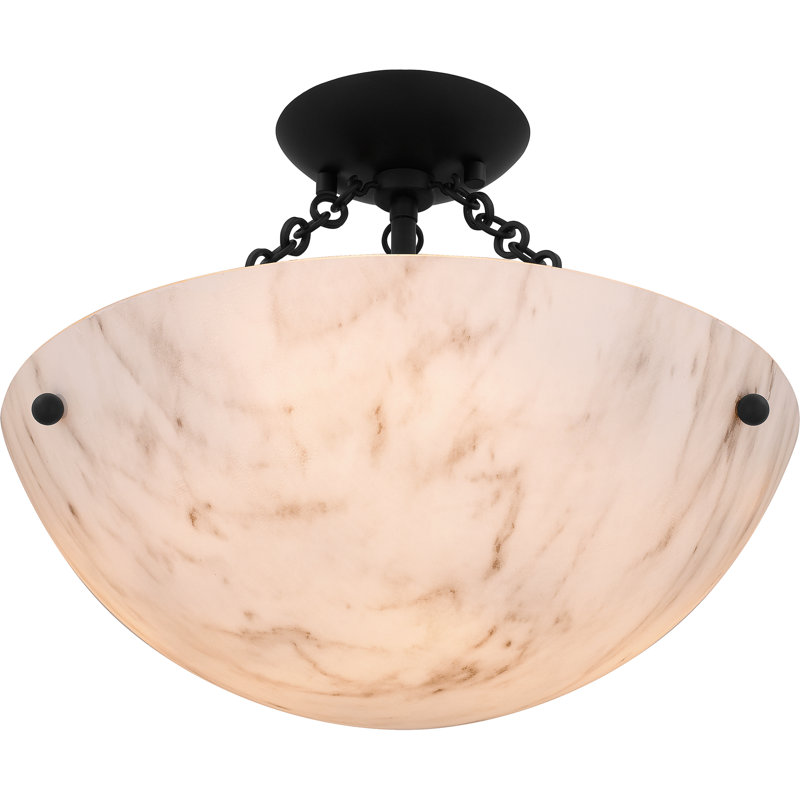 Wellton 3-Light Matte Black Semi-Flush Mount