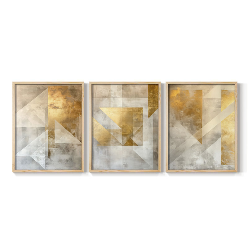 Abstract  Series  XXXVII  -Set Of 3 Framed Giclee Prints -Ready to Hang, Natural Framed, 10" H x 8" W