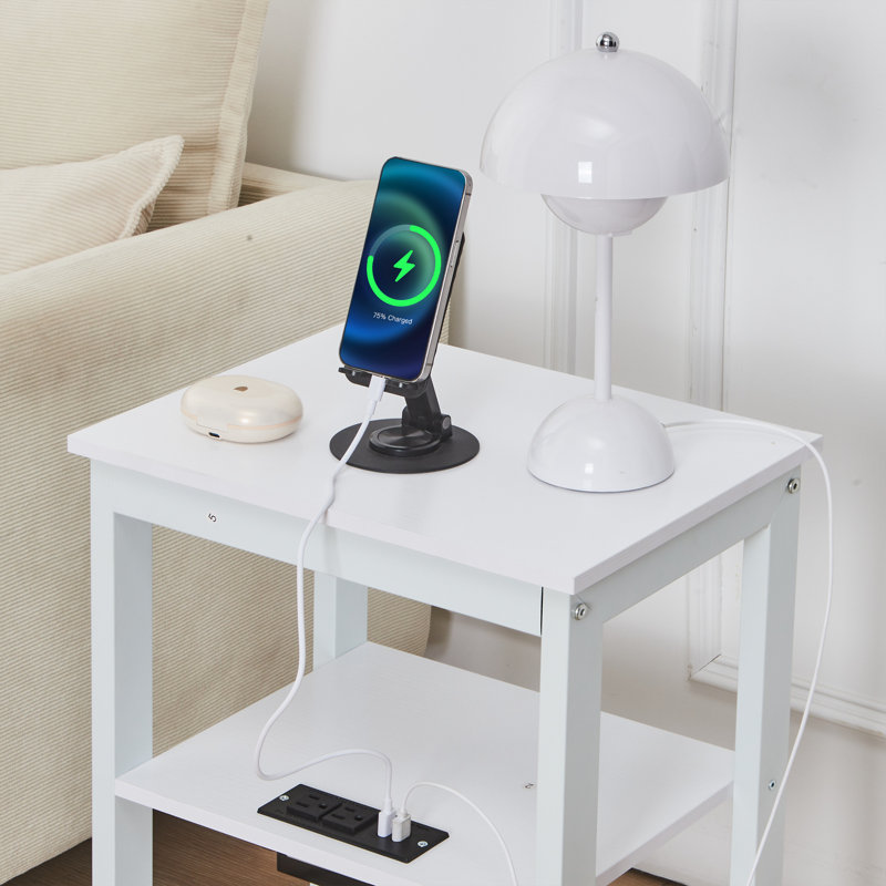 Table de bout avec table de rangement Litwin, Blanc