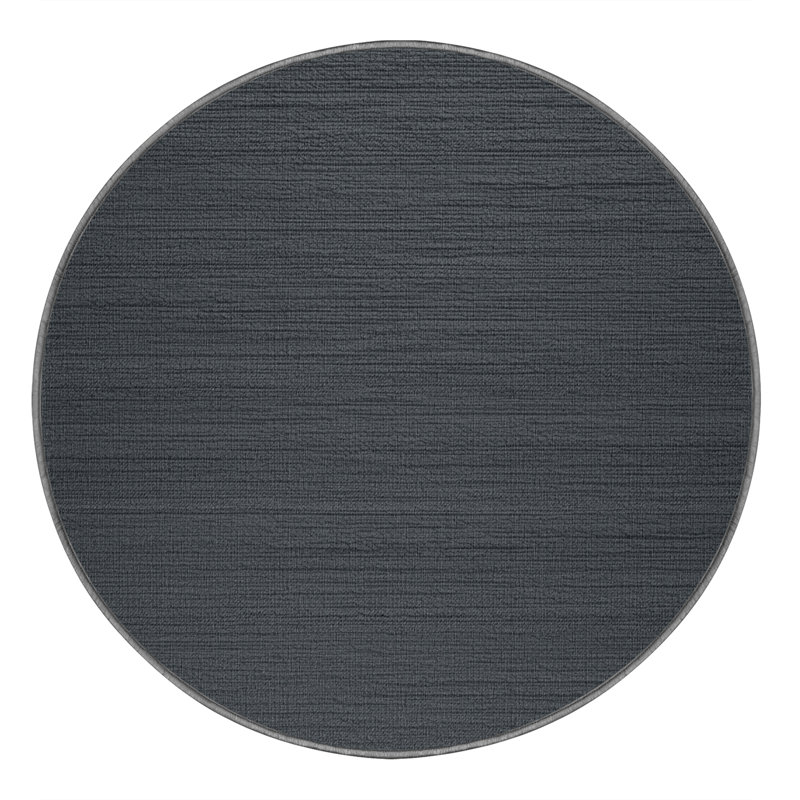 Machine Washable Solid Gray Area Rug, Round 5'