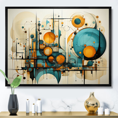 «Garick Teal Yellow Abstract Fractal Collage Melody I», reproduction sur toile