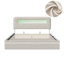 Ottoman Bed With LED Storage Headboard, Beige Velvet Upholstered Frame-1149462640