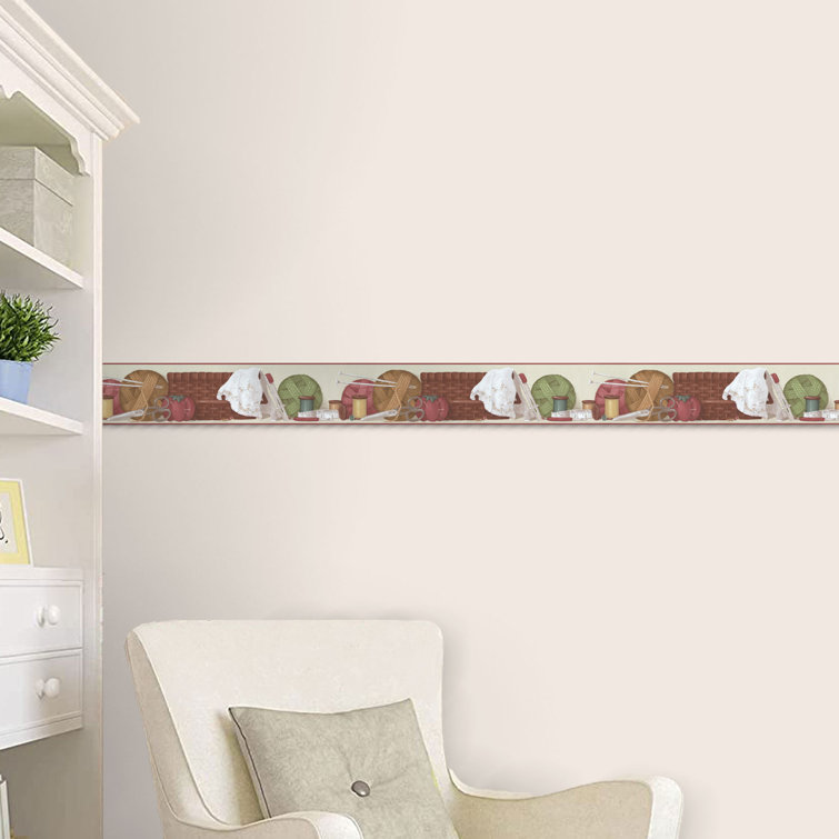 Concord Wallpaper Border - Tropical Palm Tree Vintage Pattern For Living Room (8x15 Feet, Brown/Green/Red)