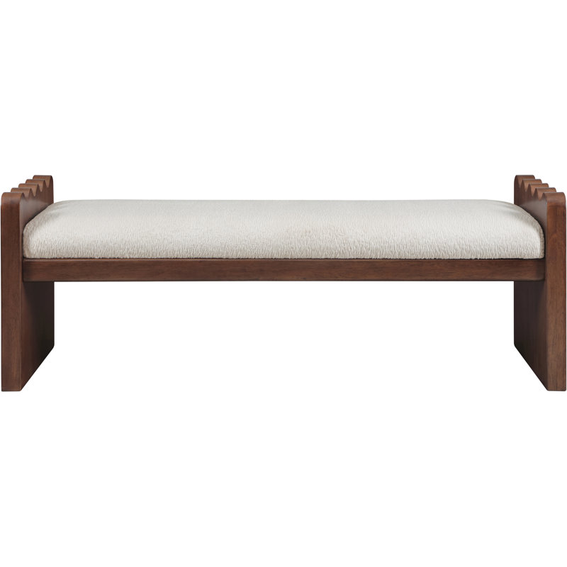 Daline Velour  Fabric Bench, Cream Velour Fur Fabric, Brown