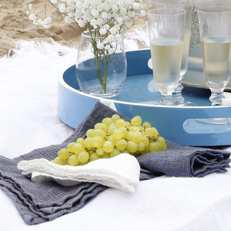 Willows Linen Square Napkins, Navy