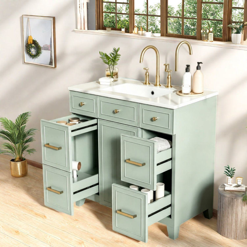 Meubles-lavabos avec rangement (doivent inclure le meuble et le lavabo), 36 pouces, vert