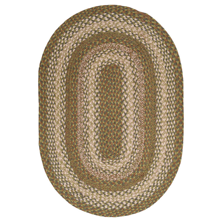 Bryiana Farmhouse Braided Jute Green Area Rug
