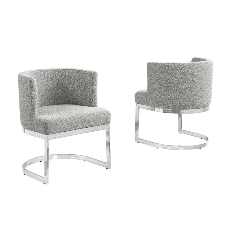Single Side Chair With Sled Base, Rich Gray, Silver