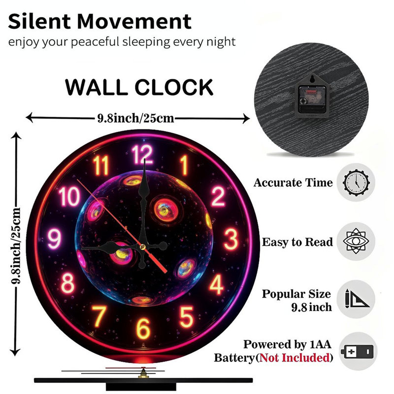 Décoration d'horloge murale colorée