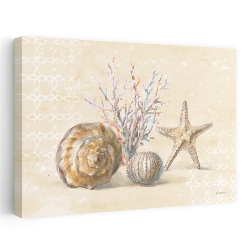 Sunrise Beach I Coastal; Nautique gris blanc beige brun, H 24 po x l 16 po