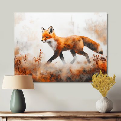 Fox Wall Art, Autumn Woodland Canvas, Little Autumn Fox Wanderer
