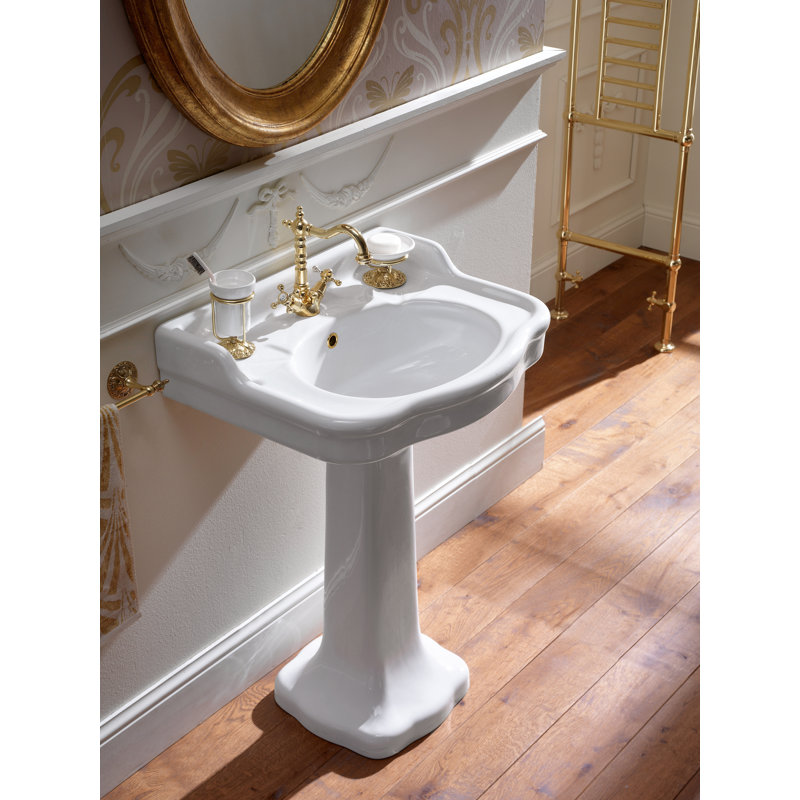 Sandifer Backboard and Splash Plate Ceramic Full Pedestal Basin with Tap