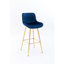 2 tabourets de comptoir de 30 pouces en velours bleu, repose-pieds et pieds dorés, 2 tabourets de bar en tissu bleu au design moderne-1229282266