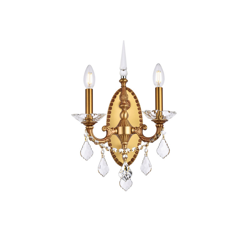 AthenaÂ 2-Light Wall Sconce with Royal Cut Crystal, French Gold