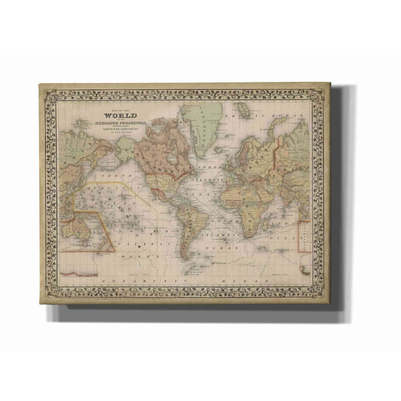 'Mitchell's World Map' by Mitchell Canvas Wall Art, 26" H x 34" W x 1.5" D