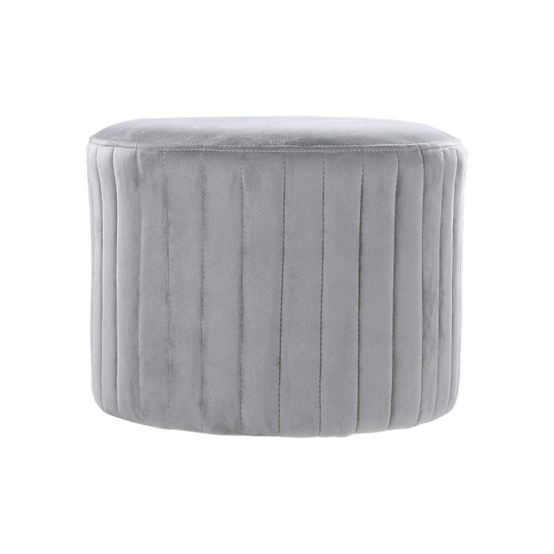 Rich 40cm Wide Velvet Round Abstract Pouffe Ottoman, Grey