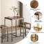 Ensemble de table de bar et chaises, table de bar carrée avec 2 tabourets, ensemble de pub pour 2 personnes peu encombrant, parfait pour la cuisine, coin repas, salon et petits espaces, brun rustique