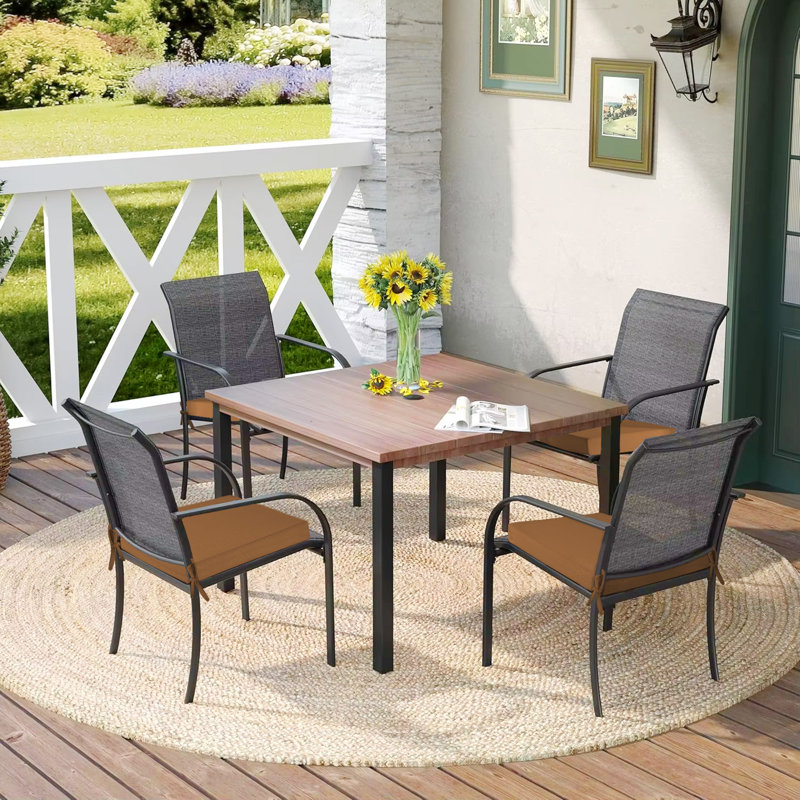 Waterproof Outdoor Patio Chair Cushions (Set Of 2) - 4" Thick Square Seat Pads, Brown