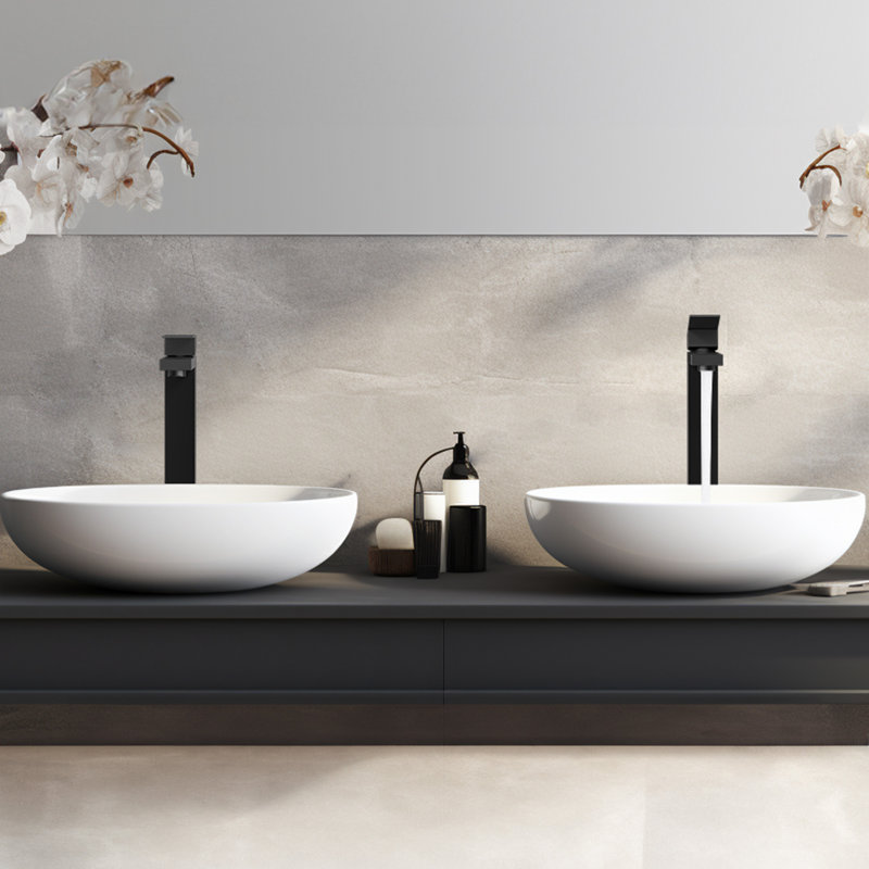 Bathroom Faucet with Drain Assembly, Matte Black