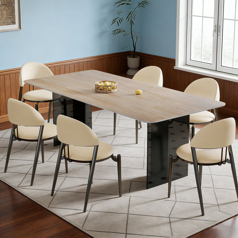 Declan, 7 Pieces: Table, 6 Chairs, 29.53" H x 78.74" W x 31.5" D