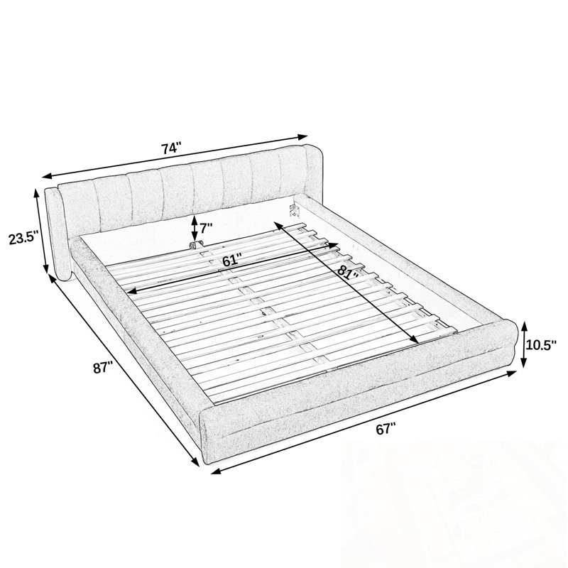 Structure de lit tapissier grand avec chenille, Vert