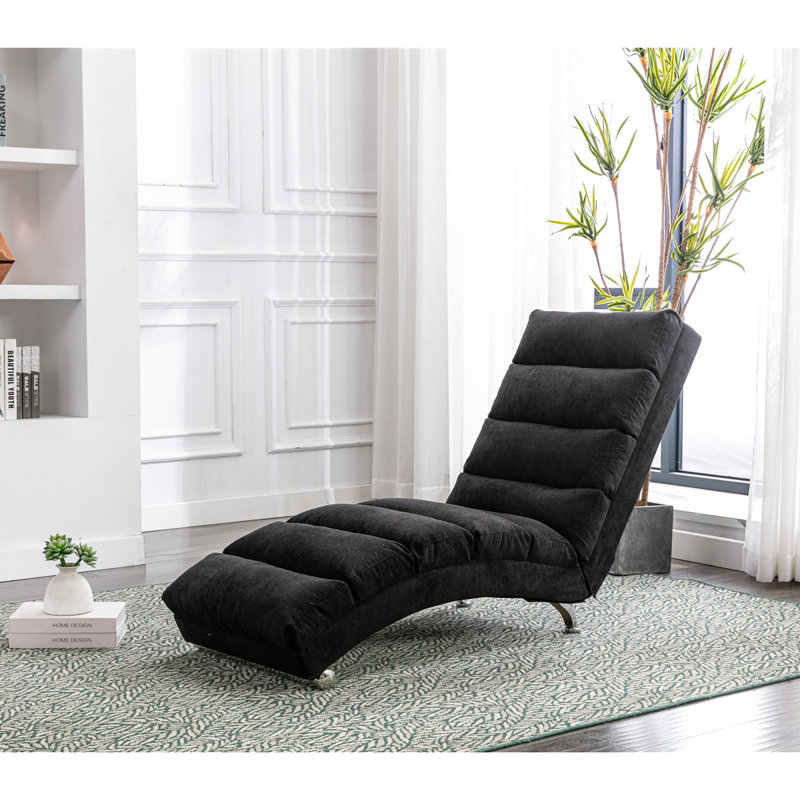 Upholstered Chaise Lounge, Black