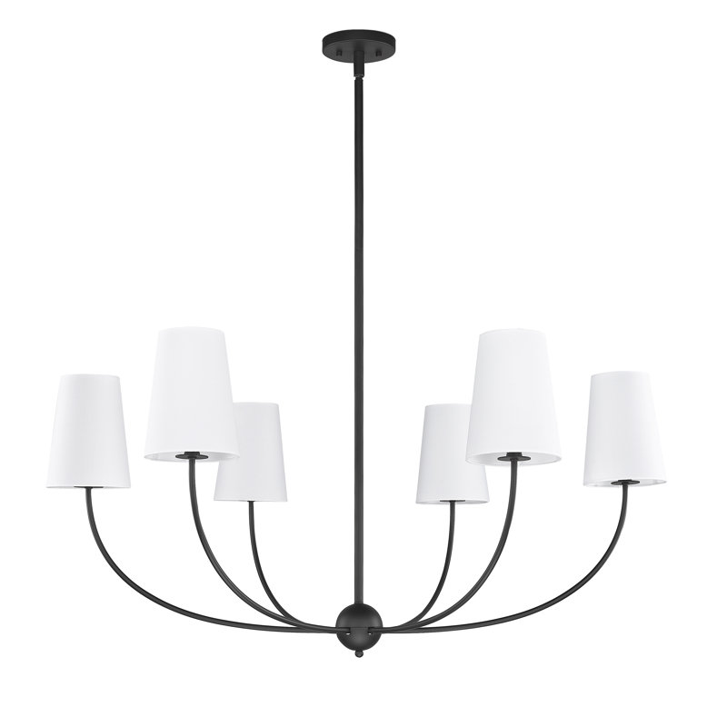 Caral Dimmable Traditional Shaded Chandelier, 19.25" H x 42" W x 42" D, Matte Black, 6