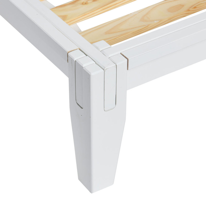 Yume Modern Solid Wood Platform Bed with Japanese Joinery, King, White 