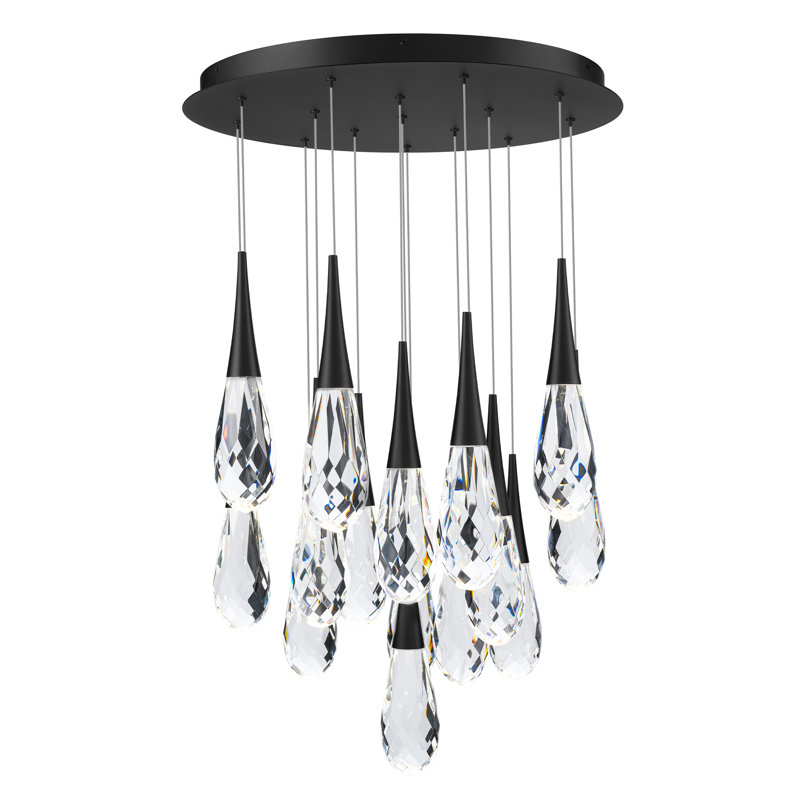 Hibiscus 15 - Light LED Pendant, Black